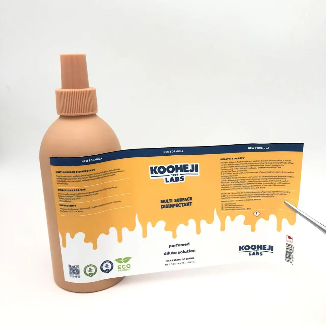 Desinfiointiainepullojen pakkaustarrat